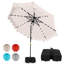 Parasol de patio extérieur de 9 pi avec 32 lumières DEL solaires et base lestée, sacs de sable