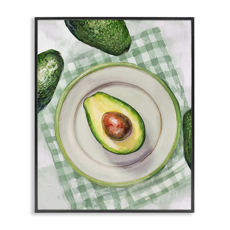 Délicieuse avocat sur planche, estampe numérique, design par Lil 'Rue, Giclée encadrée noir minuit, H 14 po x l 11 po