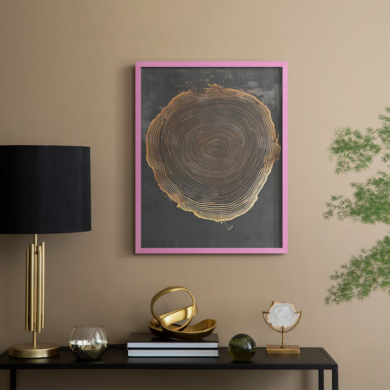 Impression abstraite encadrée CCLIV - prête à être accrochée, H 14 po x l 11 po, Rose