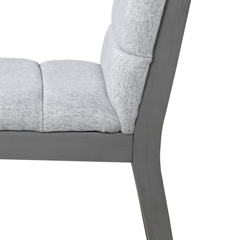 Chaises de salle à manger rembourrées avec pieds en bois d'hévéa Yvaine, Coussin gris / structure gris chêne