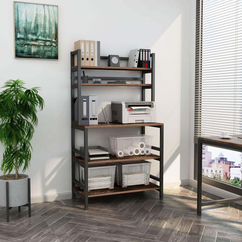 Étagère de cuisine à 5 niveaux avec huche et support de four à micro-ondes 32 pouces avec tablettes
