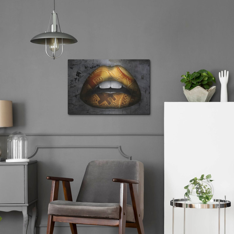 «Métal rouge à lèvres» par Métal Wall, H 16 po x l 24 po
