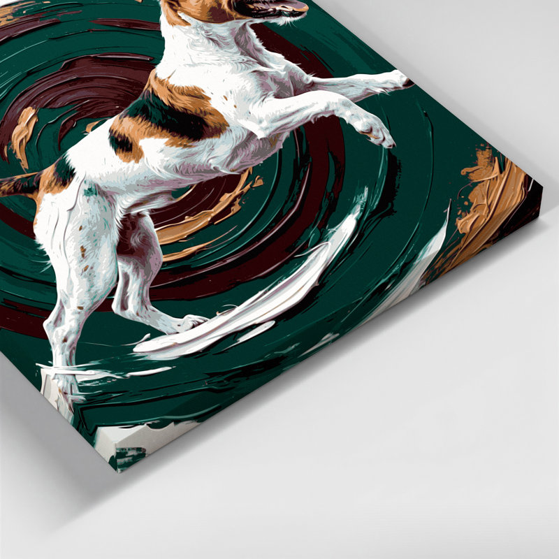 «Dogs Parson Russell Terrier», art mural sur toile verte, H 12 po x l 12 po