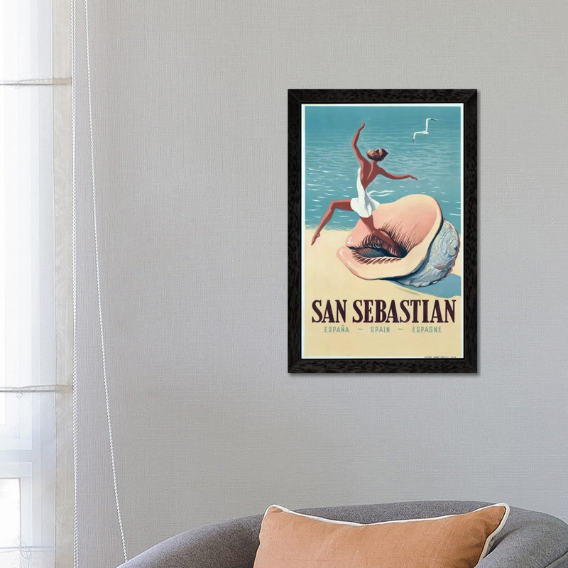 San Sebastian by Vintage Apple Collection - Print on Canvas, 101.6 cm H x 66.04 cm W, Black Floater Framed