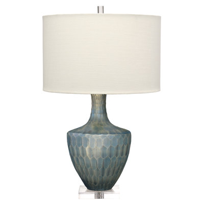 Boa Etched Glass Table Lamp, Indigo