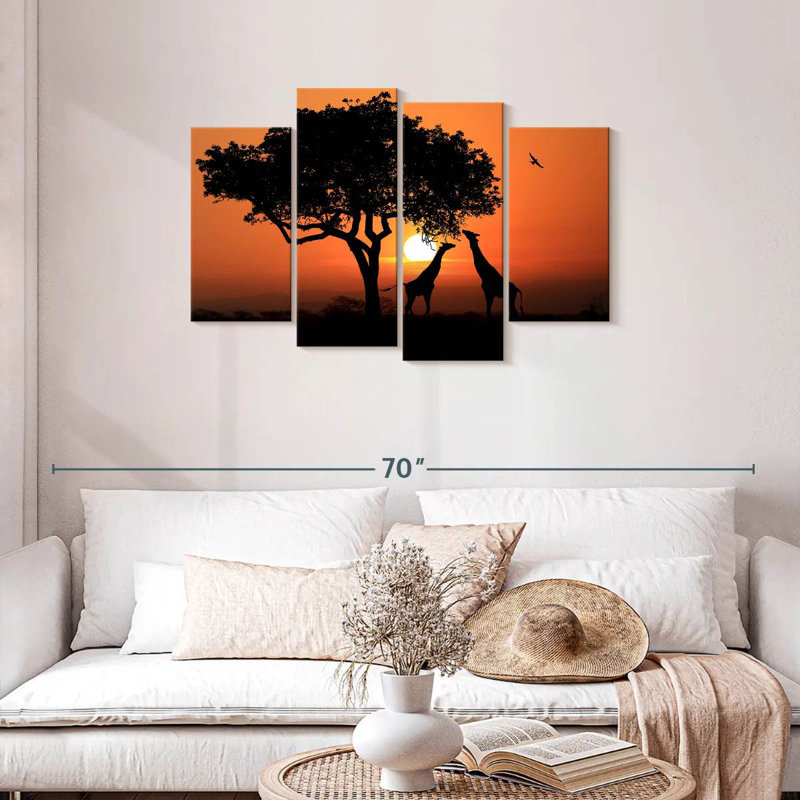 Giraffe Couple At Sunset, 27'' H x 43'' W