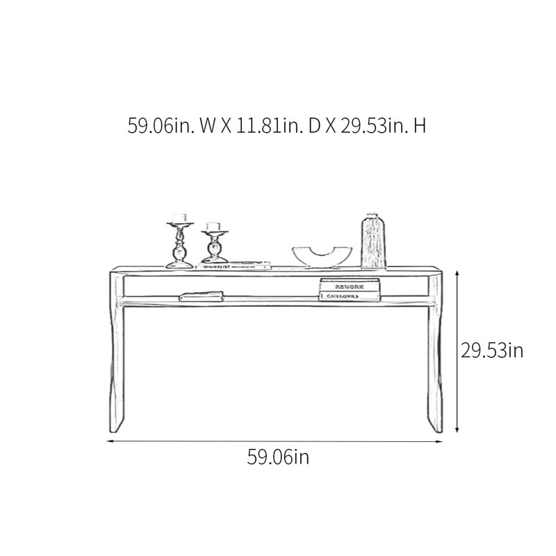 Console Modern Minimalist, H 29,53 po x l 59,06 po x P 11,81 po, Bois brun foncé