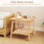  Table d'appoint 2 pièces en bambou avec tablette de rangement en rotin et table de bout Boho