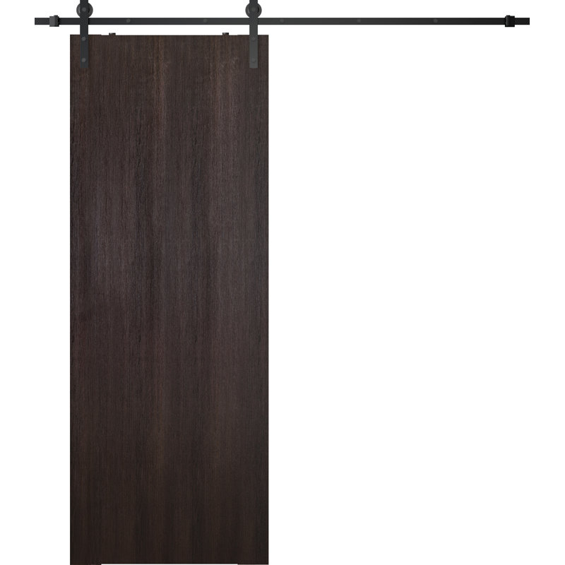 Porte de grange coulissante en bois manufacturé Optima avec trousse de quincaillerie, 35,87 po x 95,24 po, Chêne Veralinga
