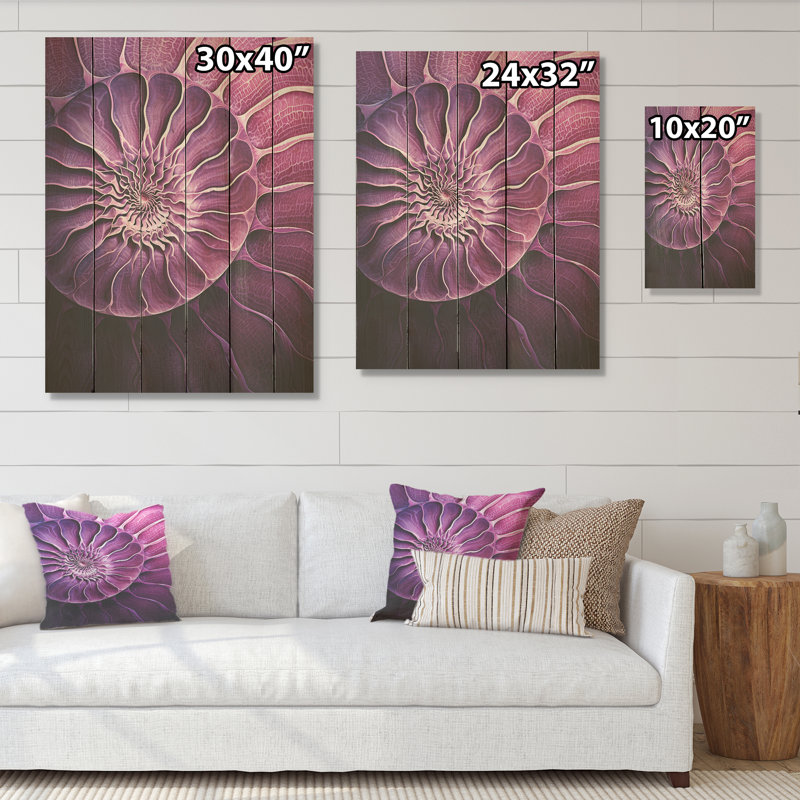 Nautilus prune coquillages I - Nautilus, art sur bois de pin naturel, H 20 po x l 10 po