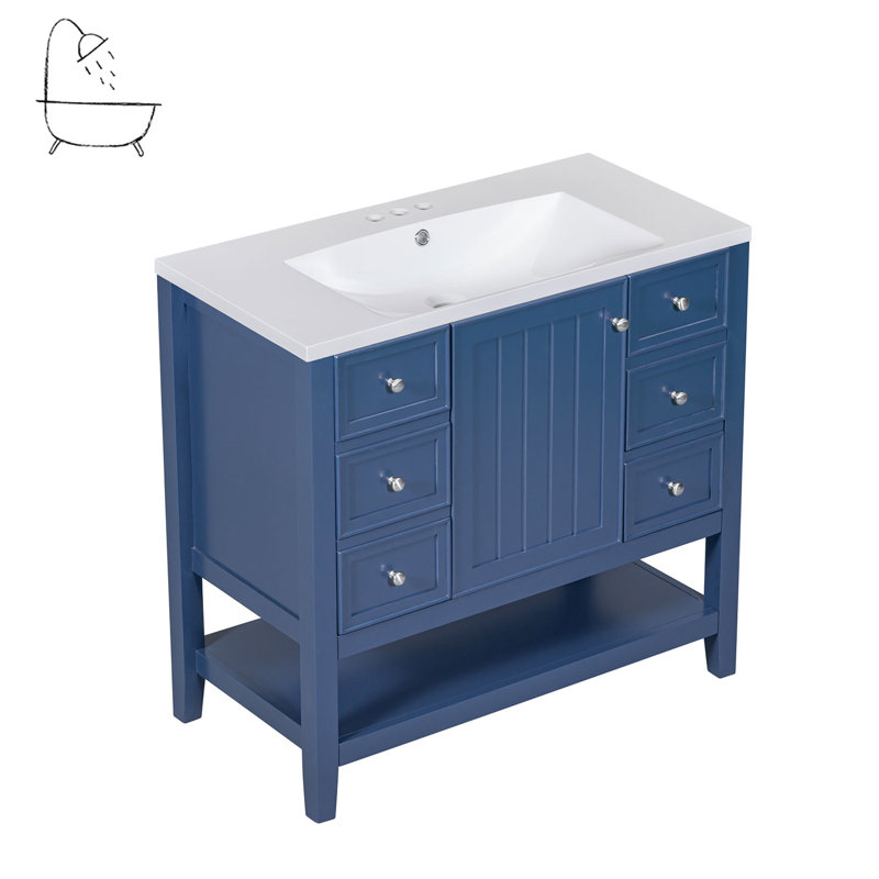 Keyri 36'' Single Bathroom Vanity with Ceramic Top