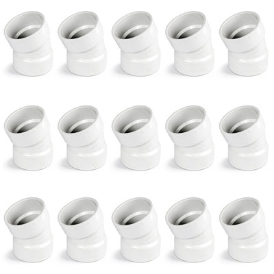 4 in. White PVC DWV 1/16 Bend 22.5° Elbow, Hub x Hub Connection, For Drain, Waste & Vent Plumbing Systems, (15 Pack)