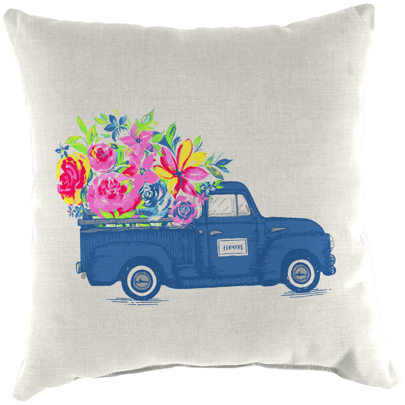14" x 14" Outdoor Throw Pillow, White Car