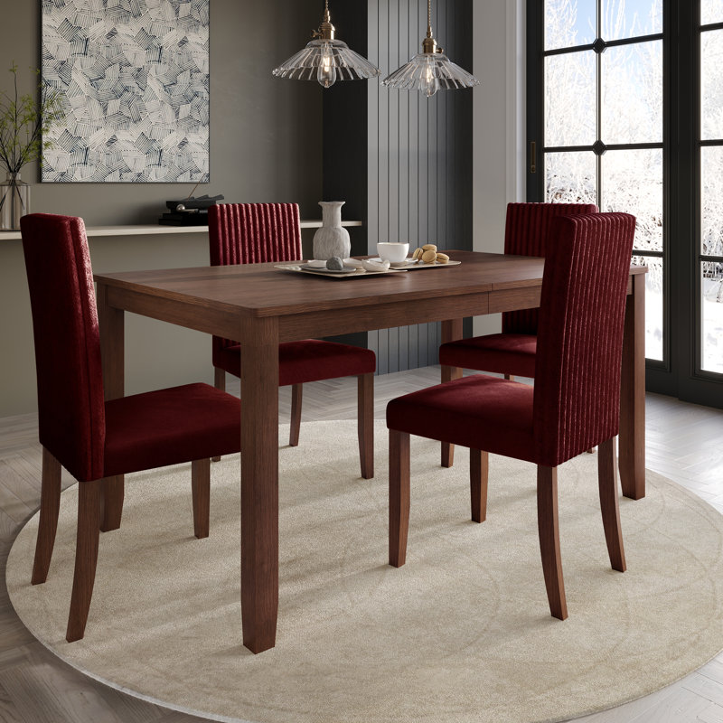 Ensemble repas, Rouge, 5 pièces: table, 4 chaises