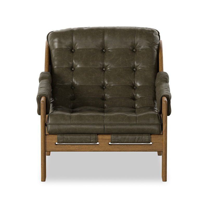 Kensington Armchair, Dulane Moss Genuine Leather, Weathered Sepia