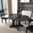 X43" farmhouse expandable oval dining table: black trestle x-shaped base, removable leaf for flexible seating