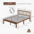Walnut Finish Solid Wood Full Bed Frame With Wavy Headboard, No Box Spring Needed, Bamboo & Metal-864712414