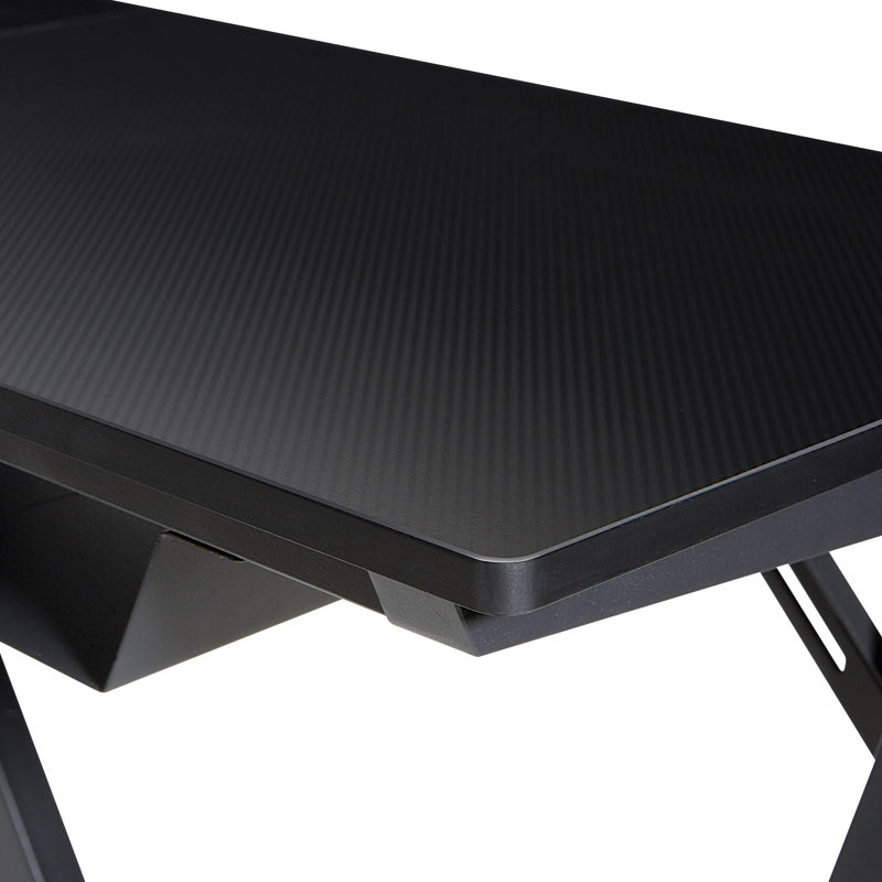 Amold L-Shaped Metal Base Computer Desk, Carbon Black/Black Matte
