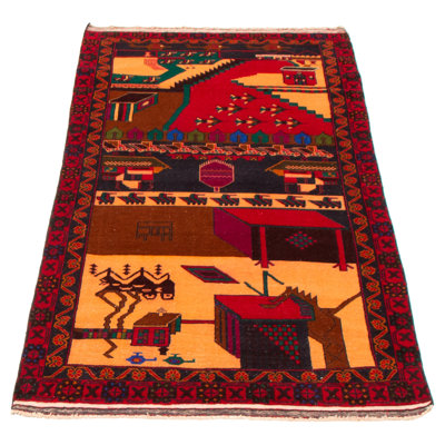 Kalgoorlie One-of-a-Kind 3'6" X 6'10" 2000s Wool Area Rug in Dark Red
