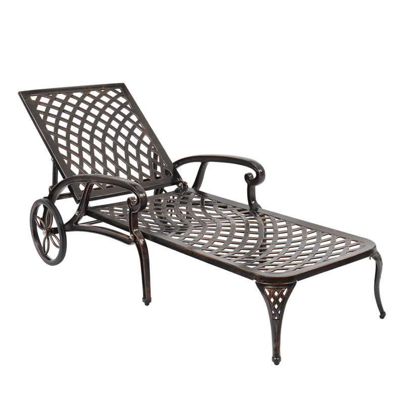 Dashani Outdoor Metal Chaise Lounge, Bronze