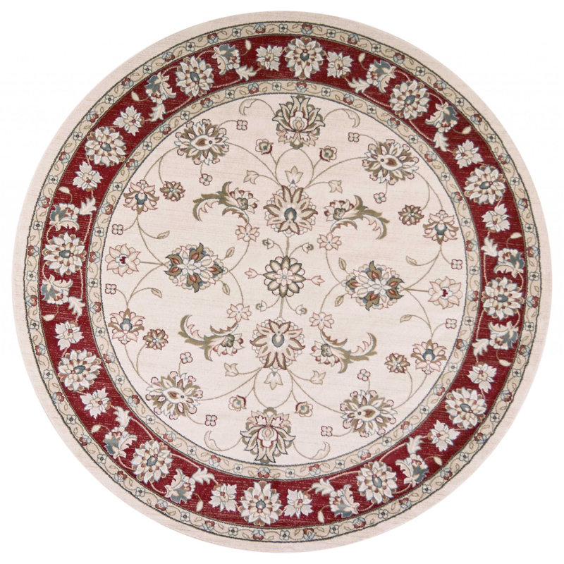 Arnot Indoor Rug, Round 8'', Ivory/Red