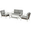Ensemble de meubles de patio en aluminium 5 pièces, ensemble de conversation extérieur en rotin PE avec causeuse, chaises, table basse et table d'appoint à 2 niveaux, ensemble de conversation de jardin résistant aux intempéries avec coussins moelleux