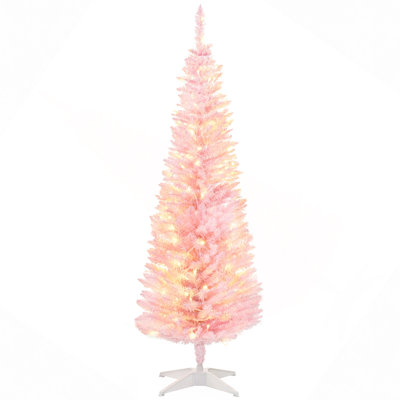 Sapin de Noël mince de 5 pi avec 110 lumières DEL et 294 pointes pour décoration de Noël
