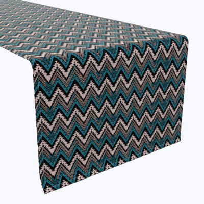 Table Runner, 100% Cotton, 16X108", Patterned Chevron