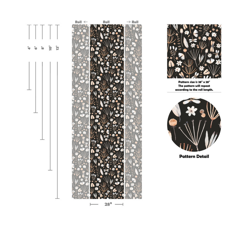 Papier peint amovible Botanical Nocturne, L 96 po x l 28 po