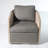  Genuine Leather Oak Wood Cane Swivel Barrel Chair-1126555870