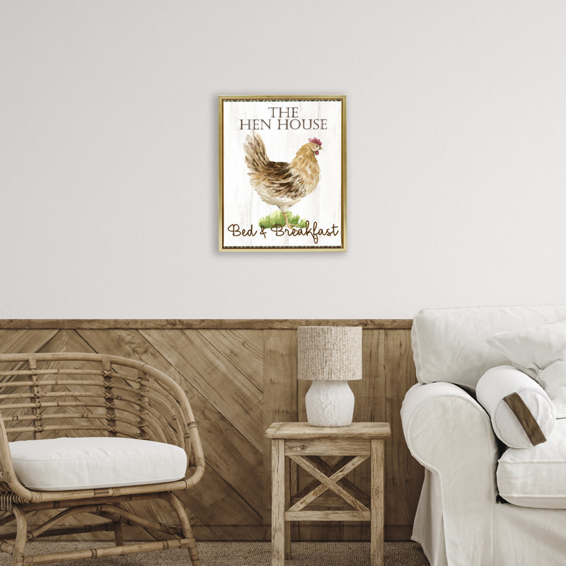Cadre flottant Hen House Bed and Breakfast, design par Anne Bailey, H 31 po x l 25 po, Cadre flottant métallique doré