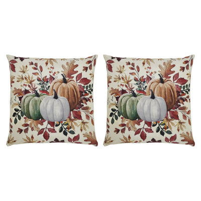 Pumpkin Floral Pillow Cover Set of 2 16Lx16W