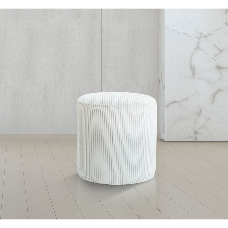 Roy Baber Upholstered Ottoman, Cream Microsuede Fabric