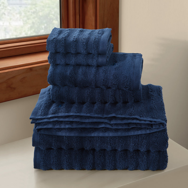 Royal Velvet Textured 6 Piece Towel Set, Navy