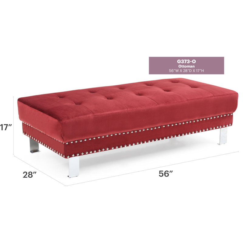 Velvet Ottoman, Maroon Velvet