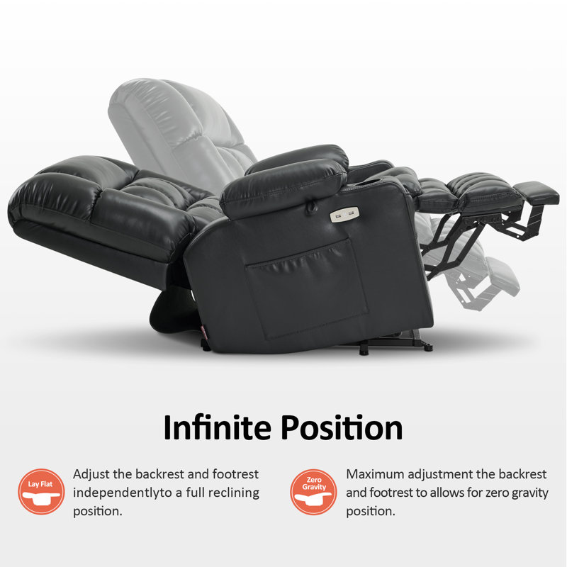 Small Dual Motor Power Recliner Lift Chair Infinite Position, Heat and Vibration Massage, Fabric, Black