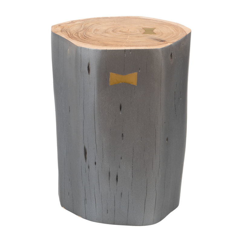 Table de bout ronde 22 po en bois massif gris