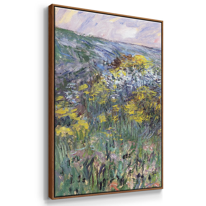 Paysage près de Vetheuil, 1881, reproduction sur toile flottante 3 pièces, H 24 po x l 48 po x P 2 po, Cadre noyer