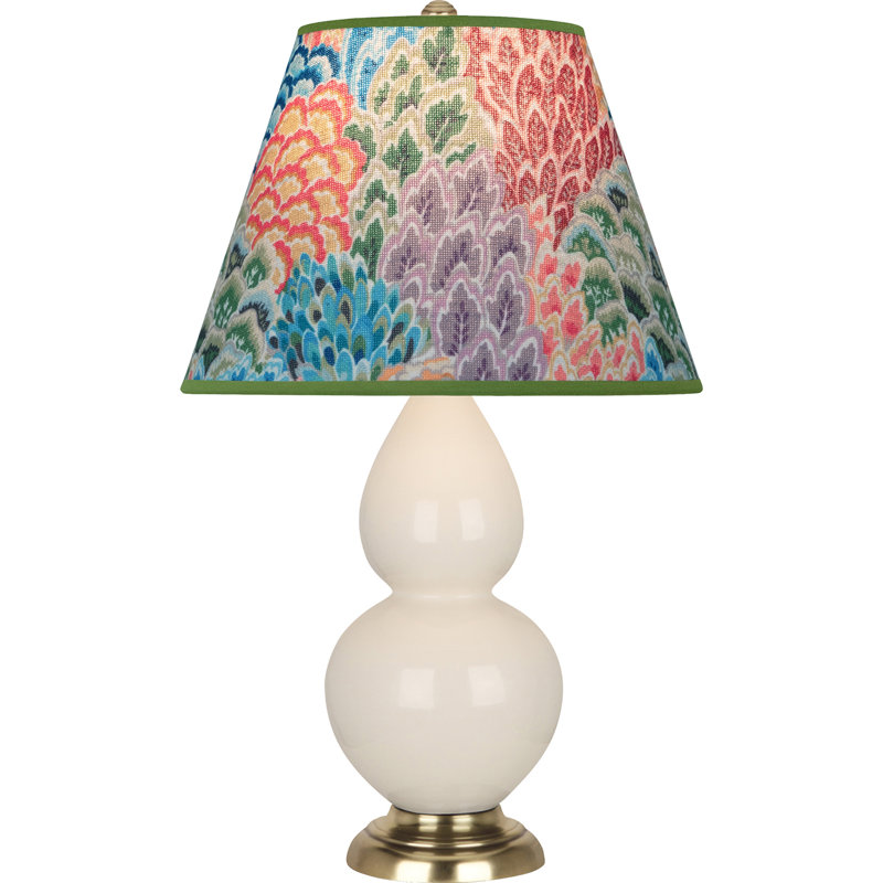 Small Double Gourd Accent Lamp - Sangria, Deep Patina Bronze - Lavender, Plum Shade, Off White/Bronze, Navy/Gray