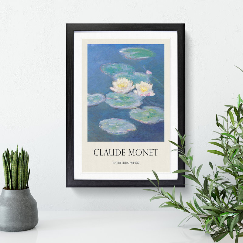 Water Lilies Lily Pond Vol.3 by Claude Monet - Picture Frame Art Prints, 48cm H x 36cm W x 2cm D, Black Framed