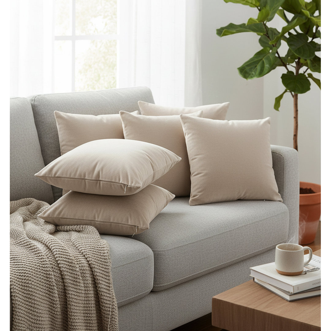 Velvet Cushion Set 6 Covers & 6 Inserts 45x45cm