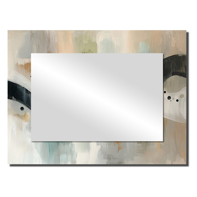 Minimalisme gris et beige encre éruptive II - miroir d'art cinétique mural - imprimé sur métal, 24 po x 32 po