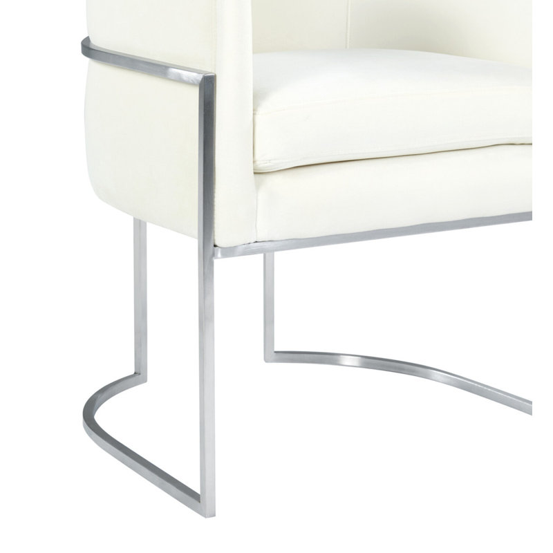 Chaise en velours crème Giselle - Argent, Argent, Crème