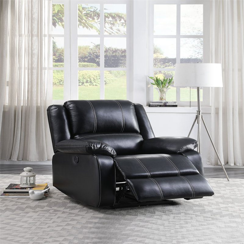 Fauteuil inclinable rembourré motorisé Hagar, Noir, Manuel