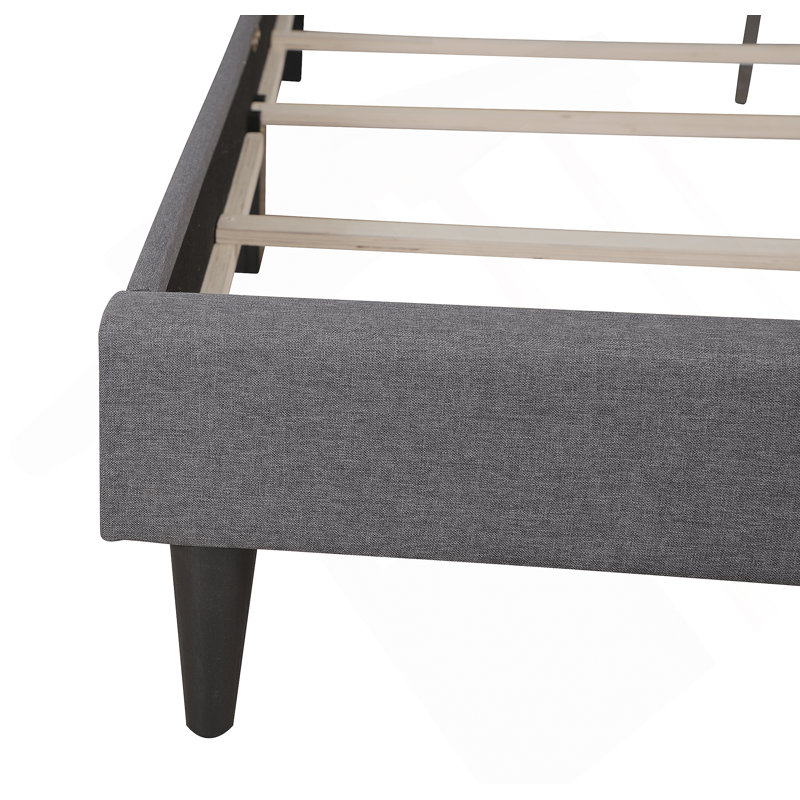 Upholstered Bed Frame With Button Tufted Headboard, Gray, Queen