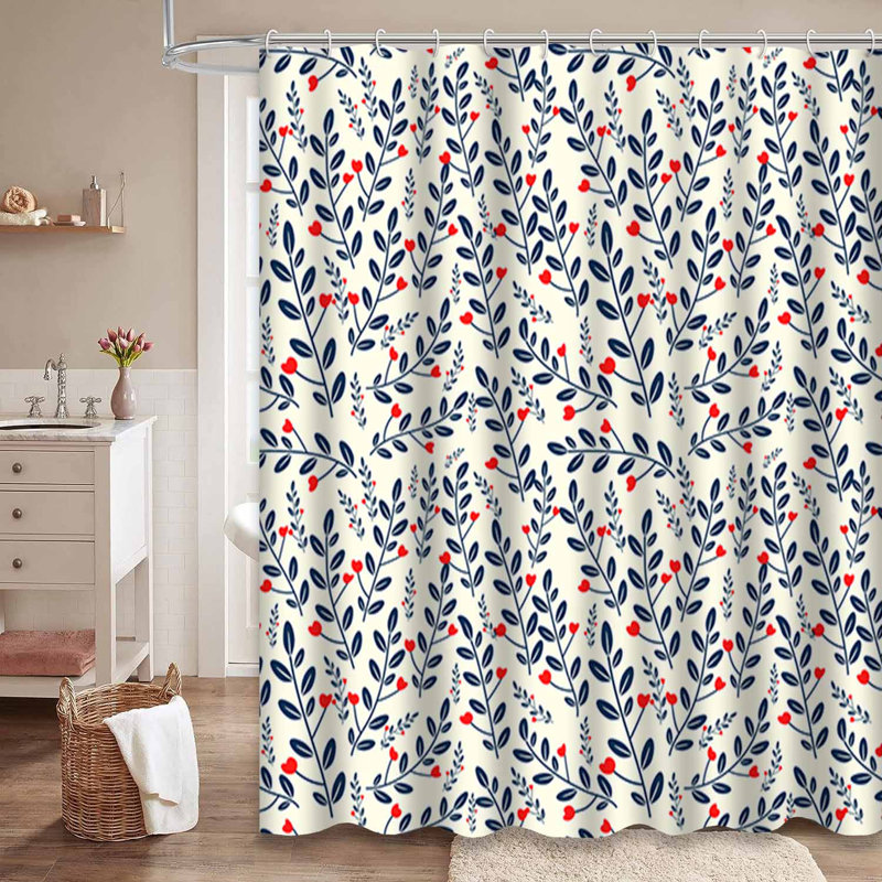 Rideau de douche à 12 crochets Floral, L 72 po x l 78 po