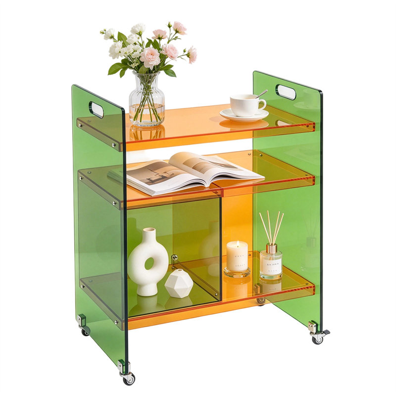 Armoire de rangement en acrylique à 3 niveaux avec portes coulissantes 30 po