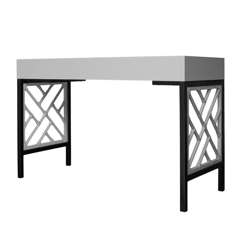 Chippendale Writing Desk, Light Gray