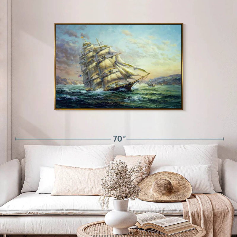 Clipper Ship Surprise, Cadre flottant doré, 43 po x 29 po