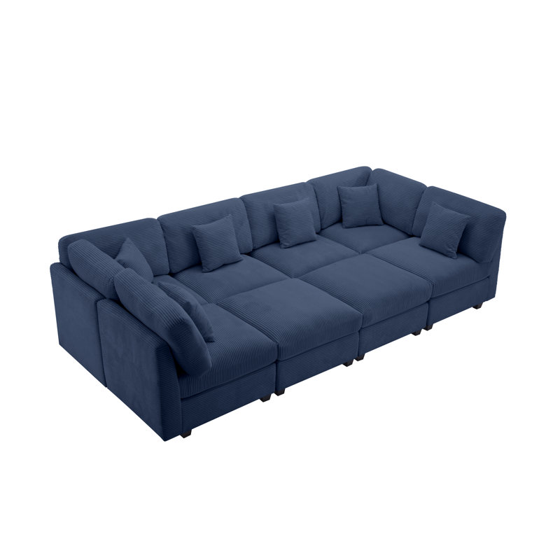 Nicholson 8-piece Sleeper Sofa Sectional, Dark Blue Corduroy